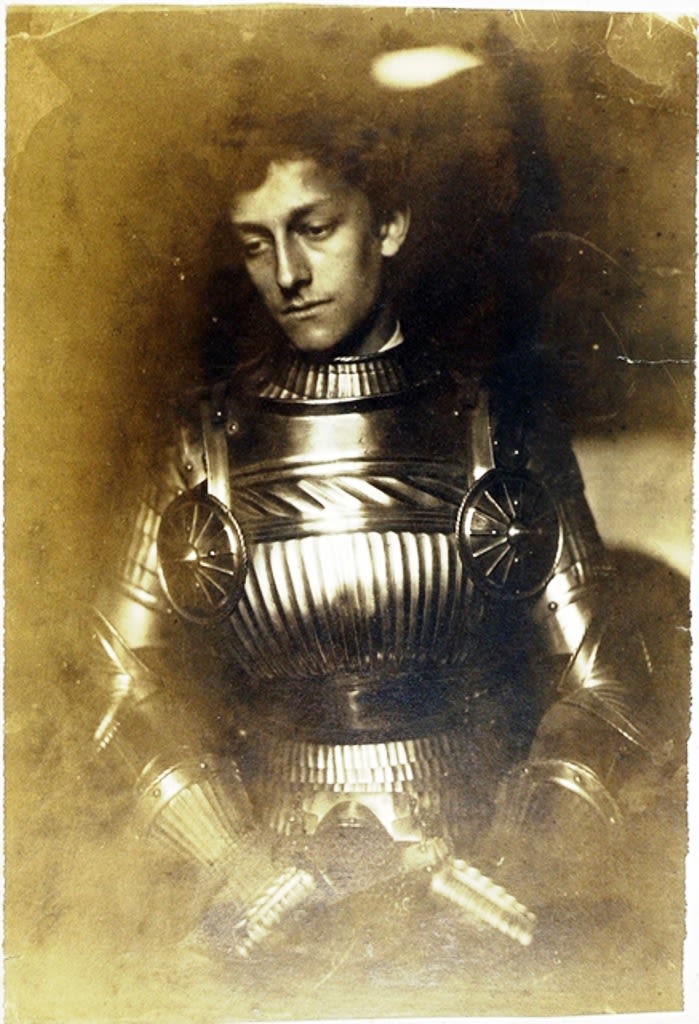 Photographic portrait of a man wearing prop armour