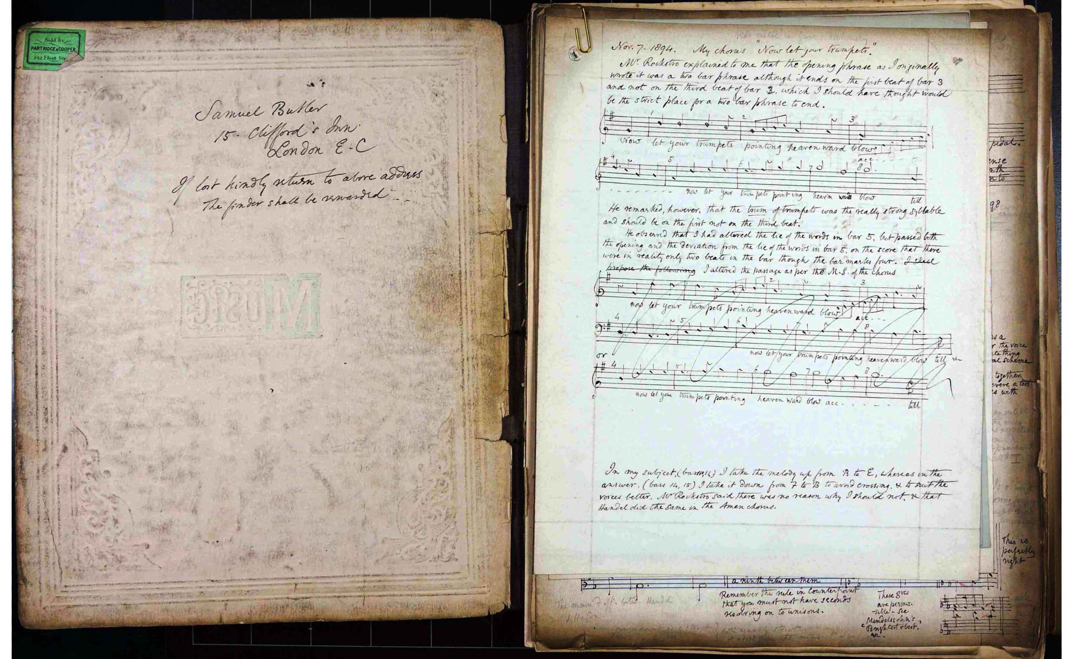 Notebook from music lessons